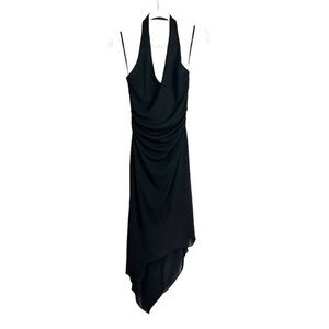 David Meister Black Halter Asymmetric Black Dress Size 8